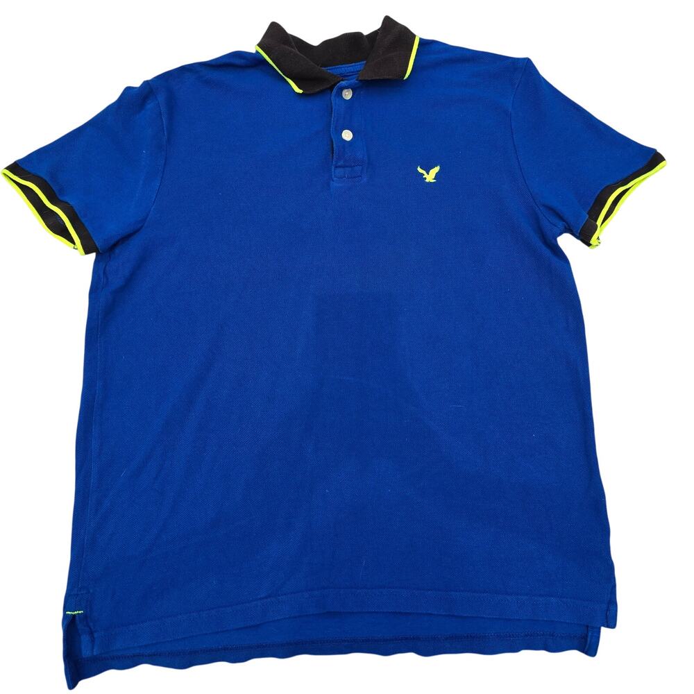 Y2k Skater Grunge Blue Yellow American Eagle Polo Size M
